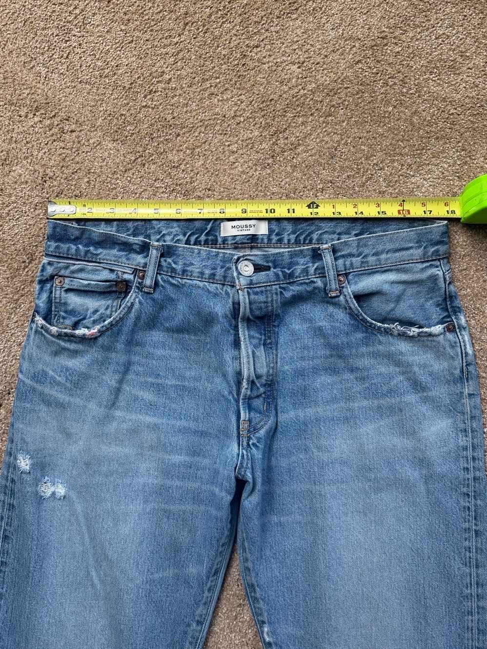 Moussy Vintage Loews Wide Leg Straight Jeans Size 32 Distressed - Picture 7 of 16